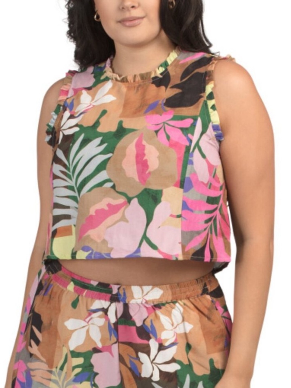 NWT Anthropologie dRa Los Angeles Tropical Floral Multicolor Aviana Tank Top L